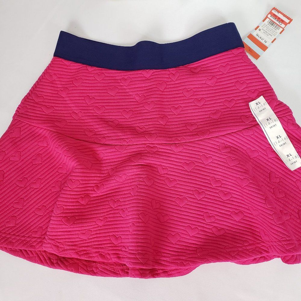 NEW Girls Cat & Jack Cute Pink Heart Quilted Skirt XL 26" waist